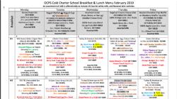 2018-2019 BPA February Lunch and Snack Menu